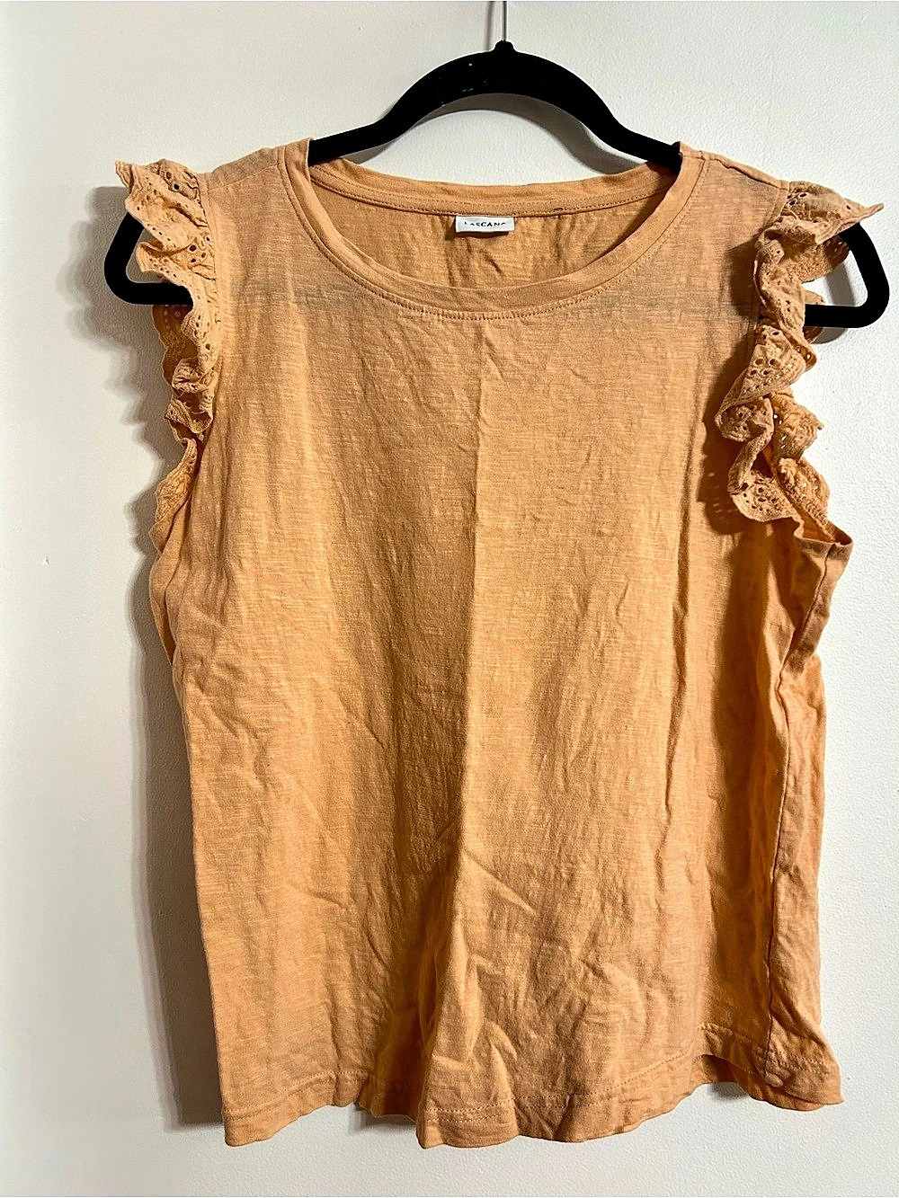 LASCANA Ruffle Sleeve Top in Orange Size Medium